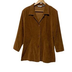 Fundamental Things Brown Suede Jacket Shoulder Pads Size 16